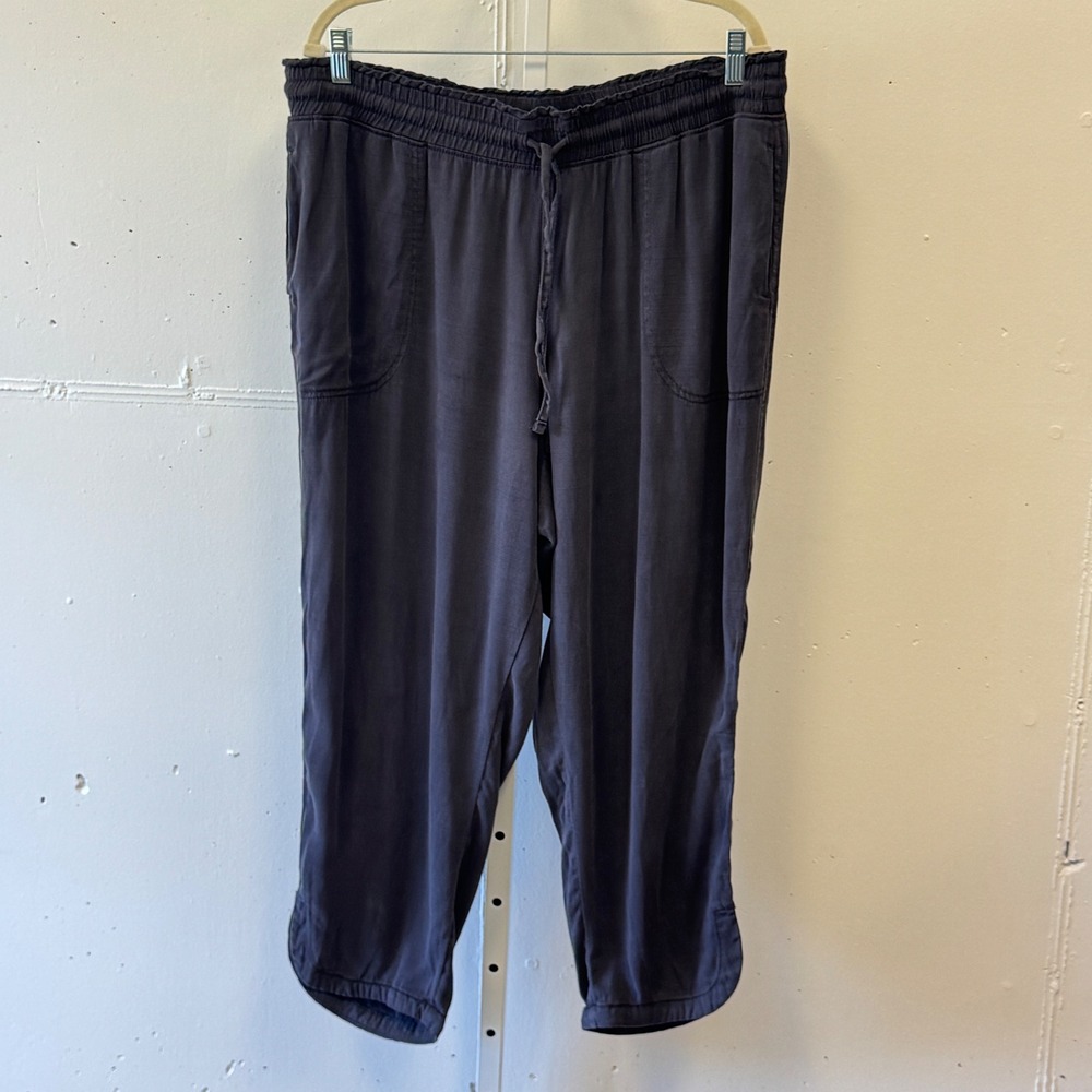 Sonoma Goods For Life Women's XL Gray Lyocell Linen Blend Jogger Pants Cropped